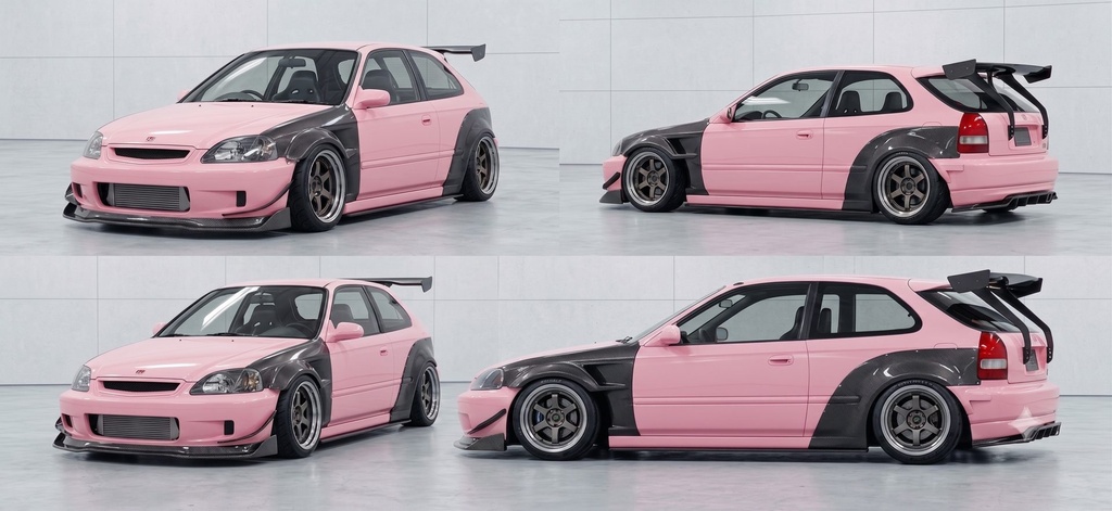 Honda Civic EK (1999-2000) | KAZE-C Series Carbon Front Fenders (Pair)