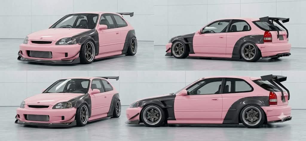 Honda Civic EK (1999-2000) | KAZE-C Complete Widebody Kit — 5 Pieces